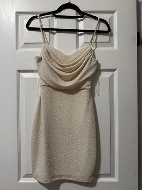Windsor Cream Sparkle Cowl Neck Mini Dress